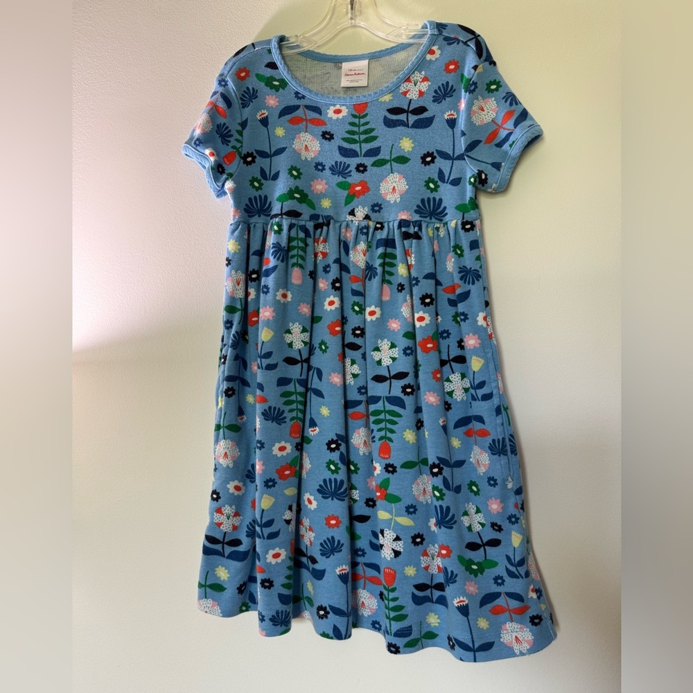 Hanna Andersson Light Blue Floral Short-Sleeve Knit Dress